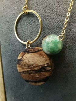 Collier hêtre échauffé et Jade Phoenix