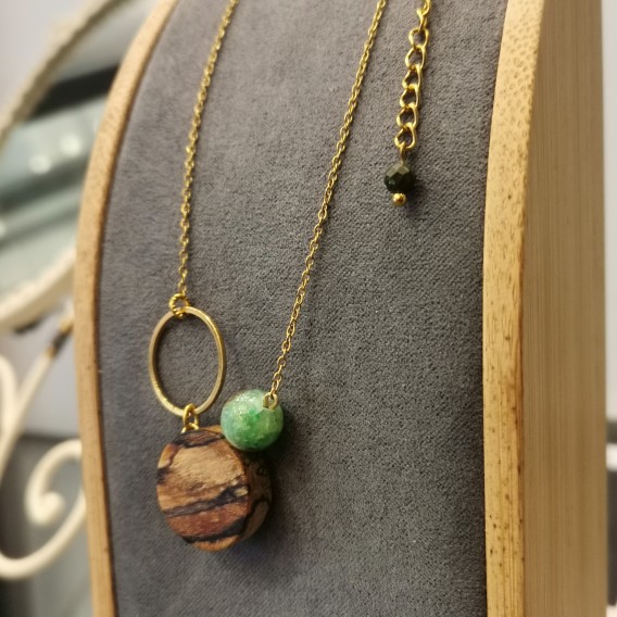 Collier hêtre échauffé et Jade Phoenix